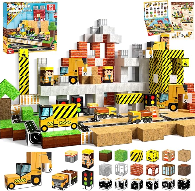 Magnetic Building Tiles Set 100Pcs - Blocchi magnetici da 100 pezzi, blocchi