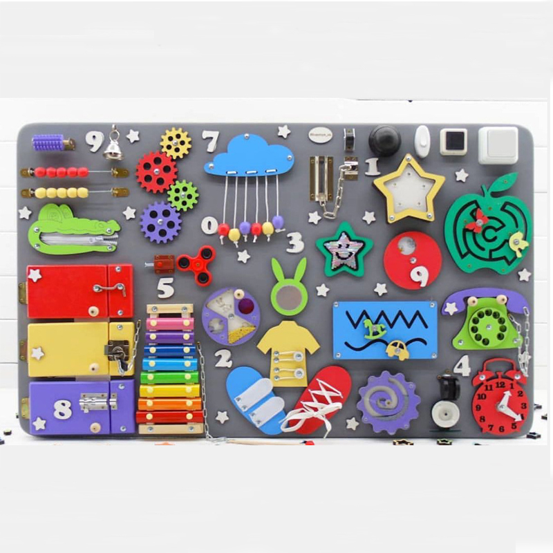 Montessori Wooden Busy Board Toddler - Tavola occupata Giocattoli Montessori fai-da-te Blocco