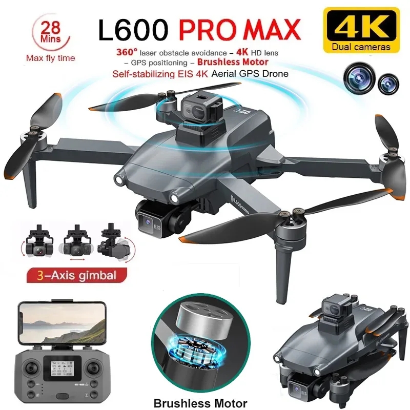 Fpv Brushless Rc Drone 4K - L600 PRO MAX GPS Drone Professionale