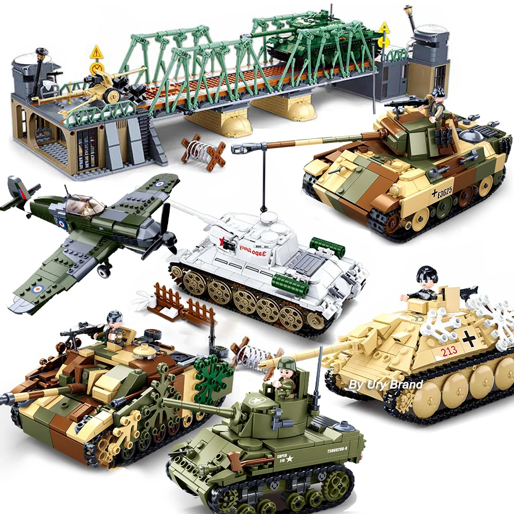 Lego Compatible Military Tank - Set di Blocchi da Costruzione Sluban: