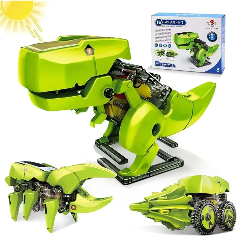 Stem Solar Robot Kit For Kids - Kit Robot Solare 3-in-1, Giocattoli Dinosauro,