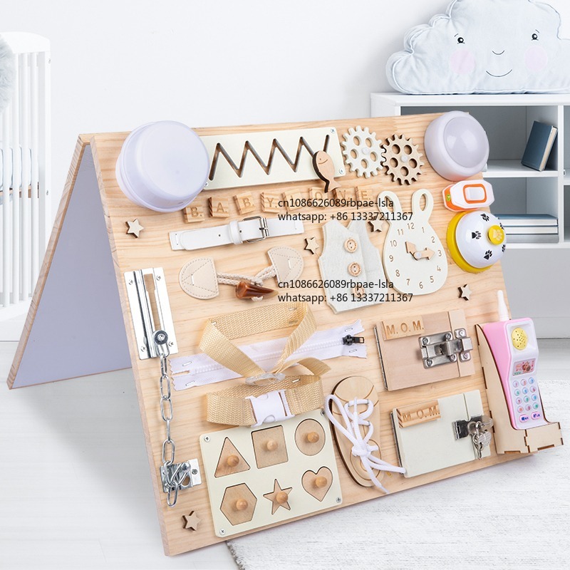 Montessori Wooden Busy Board Toddler - Tavola delle Attività Montessori in Legno,